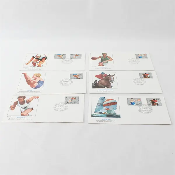 Lot Of 6 Yugoslavia FDC 1984 Los Angeles Olympics Fleetwood First Day Covers