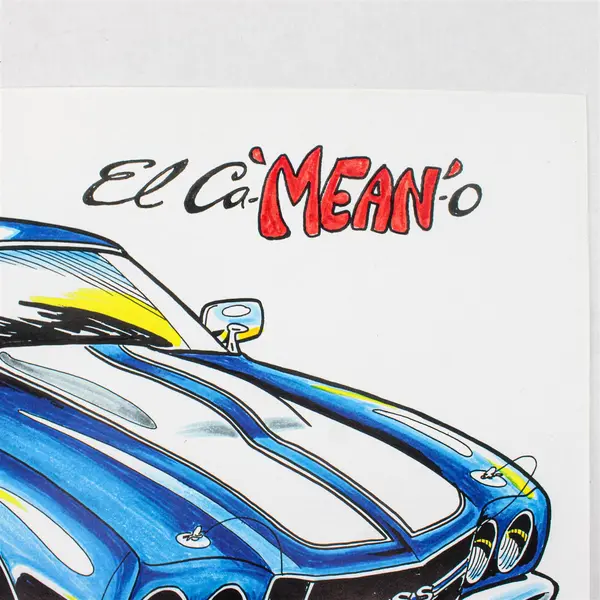 Chevrolet El Camino Custom Car Drawing Print W.A. Harper El Ca-' MEAN-'O 11X14