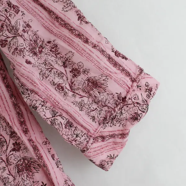 FANG Women's Pink Floral Button-Up Blouse Size M