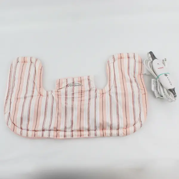 Sunbeam Renue Neck and Shoulder Heat Wrap Pink Stripes - Tested, Works