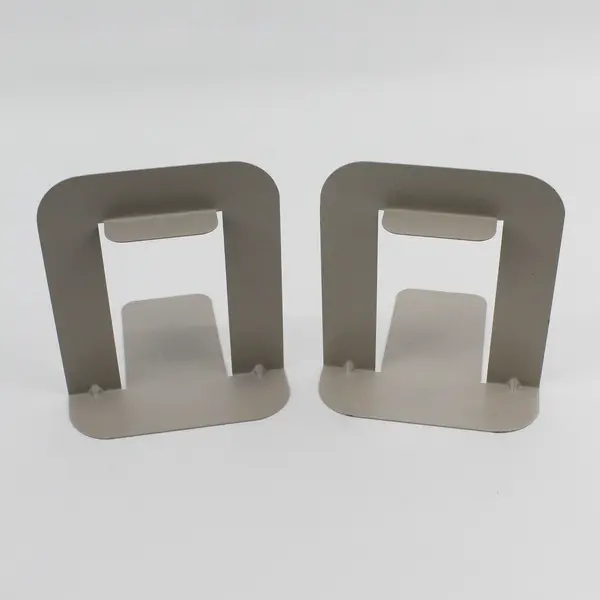 Set of 2 Vintage Steelmaster Beige Metal Bookends 5-1/4" Office Organization
