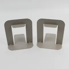 Set of 2 Vintage Steelmaster Beige Metal Bookends 5-1/4" Office Organization