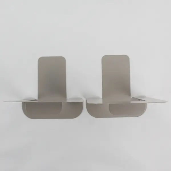 Set of 2 Vintage Steelmaster Beige Metal Bookends 5-1/4" Office Organization
