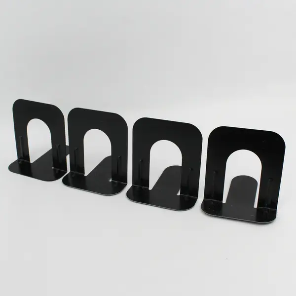 Set of 4 Black Metal Slip Resistant Bookends 5.5in Office