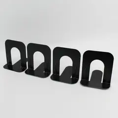 Set of 4 Black Metal Slip Resistant Bookends 5.5in Office