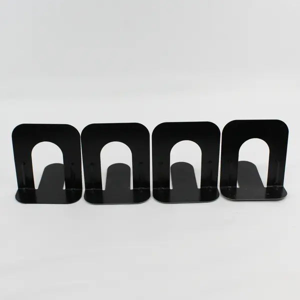 Set of 4 Black Metal Slip Resistant Bookends 5.5in Office