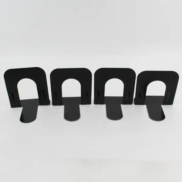 Set of 4 Black Metal Slip Resistant Bookends 5.5in Office