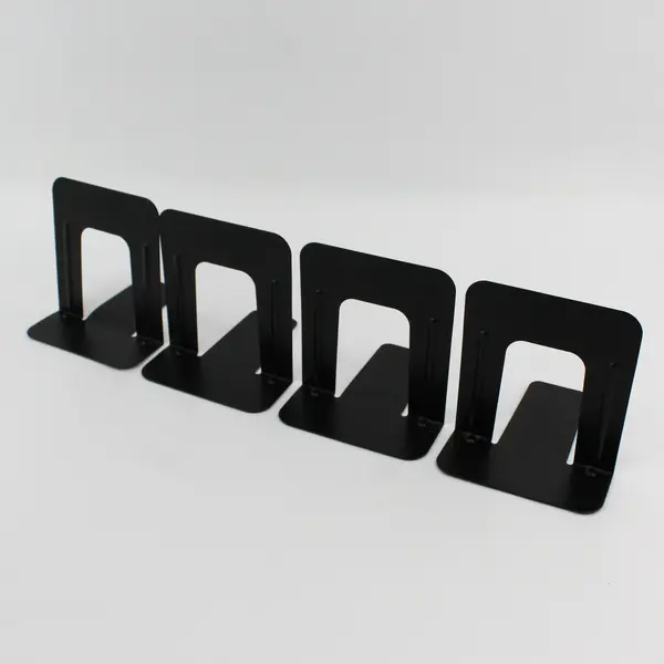 Set of 4 Slip Resistant Black Metal Bookends Office Organization