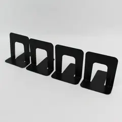 Set of 4 Slip Resistant Black Metal Bookends Office Organization