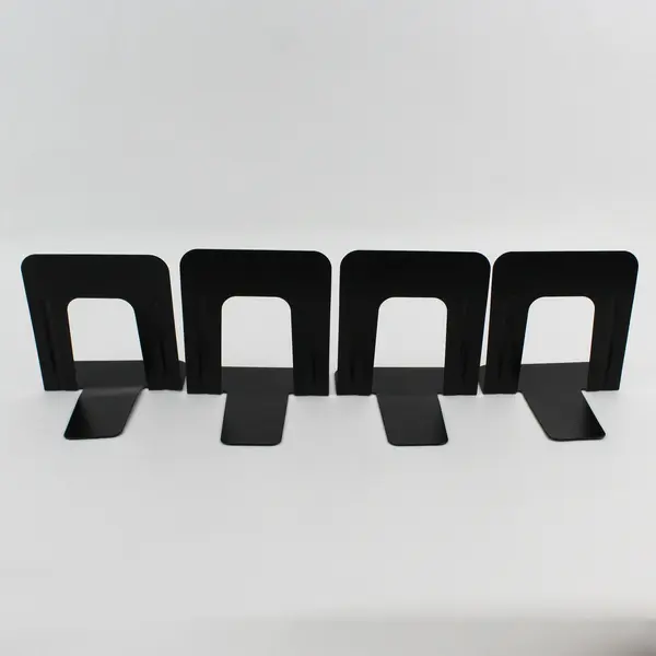 Set of 4 Slip Resistant Black Metal Bookends Office Organization