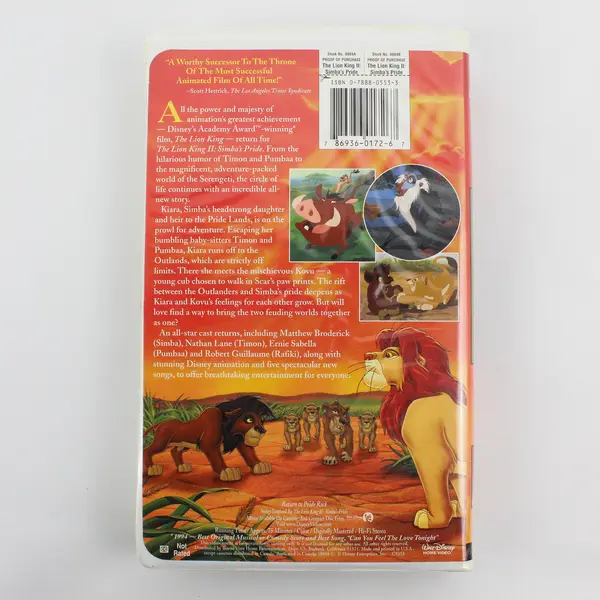Disney The Lion King II Simba's Pride VHS 1998 #8804