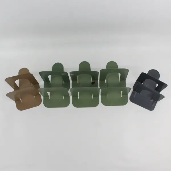 Lot of 10 Beige Gray and Green Metal Bookends 5-1/4" Office Organization FLAWED