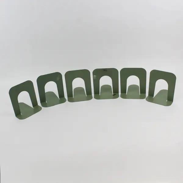 Lot of 10 Beige Gray and Green Metal Bookends 5-1/4" Office Organization FLAWED