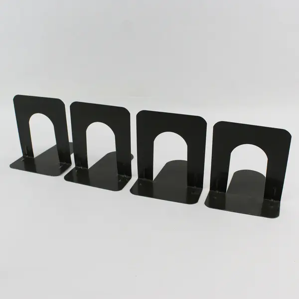 Set of 4 Black Metal Bookends 5-1/4in Office Home Organization