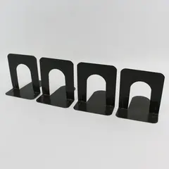 Set of 4 Black Metal Bookends 5-1/4in Office Home Organization