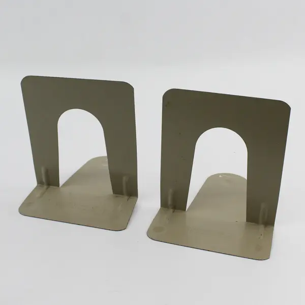 Set of 2 Vintage Syndicate MFG. Co. Beige Metal Bookends 5" Office Organization