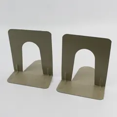 Set of 2 Vintage Syndicate MFG. Co. Beige Metal Bookends 5" Office Organization