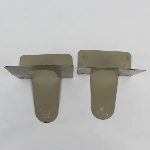 Set of 2 Vintage Syndicate MFG. Co. Beige Metal Bookends 5" Office Organization