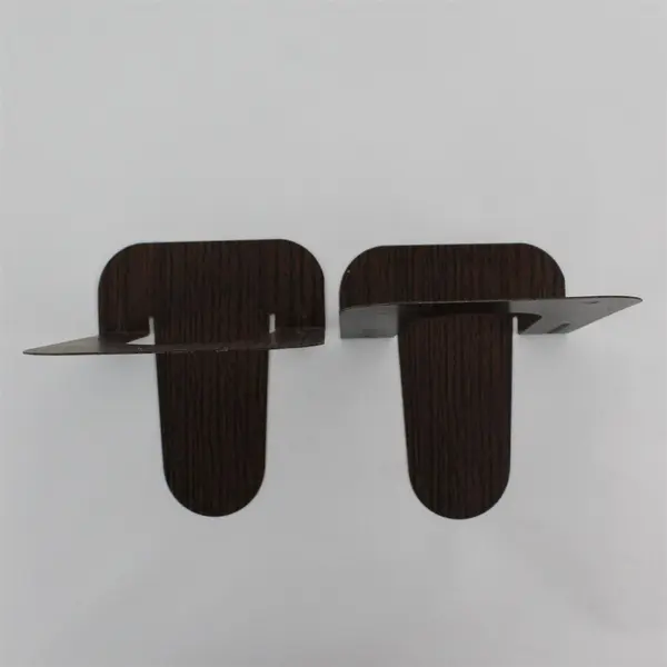 Set of 2 Vintage Brown Woodgrain Metal Bookends 5-1/4" Office Organization