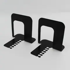 Set of 2 Black Metal Bookends 5" Office Organization