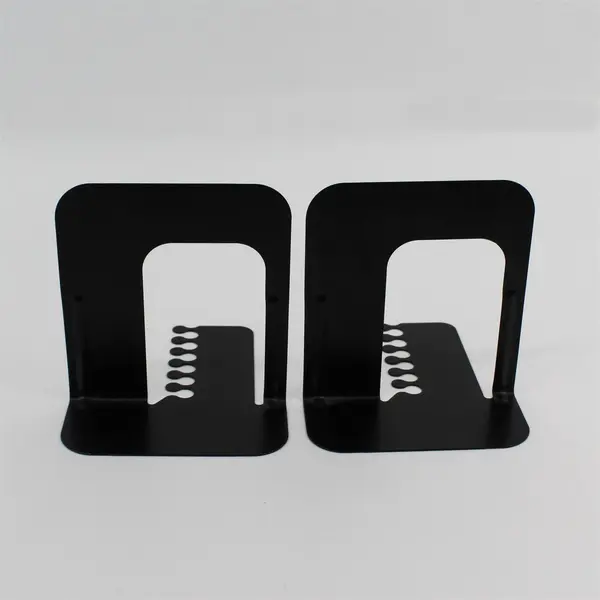 Set of 2 Black Metal Bookends 5" Office Organization