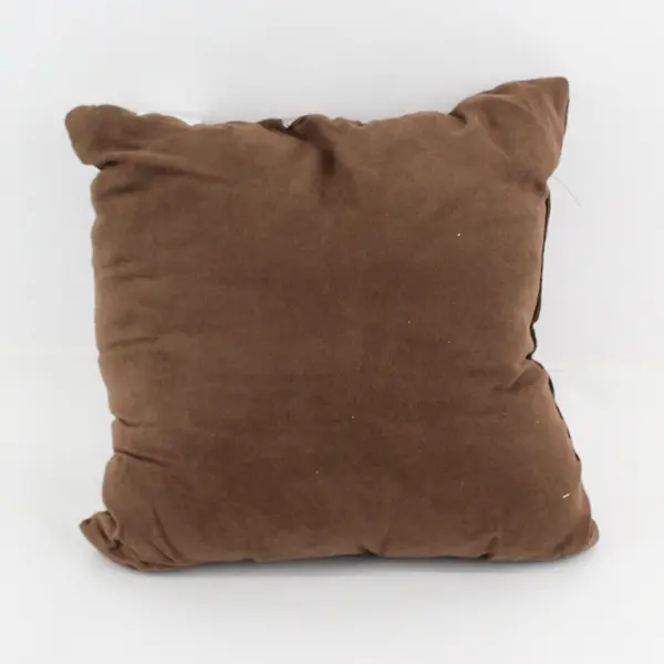Gramercy Park Leaf Embroidered Brown Square Throw Pillow 14" x 14"
