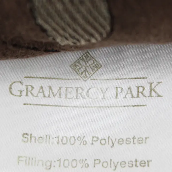 Gramercy Park Leaf Embroidered Brown Square Throw Pillow 14" x 14"
