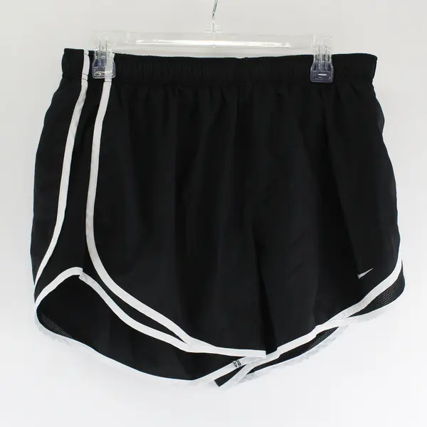 Nike Dri-FIT Women's Black Running Shorts White Trim Striped XL