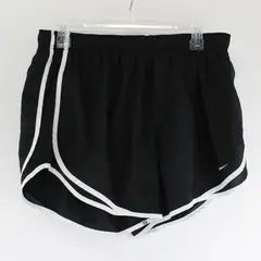Nike Dri-FIT Women's Black Running Shorts White Trim Striped XL