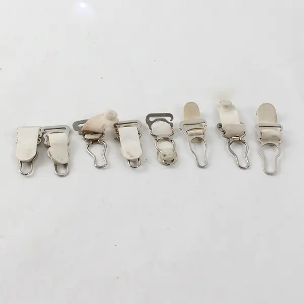 Lot of 8 Vintage Removable Plastic Metal Suspender Garter Stocking Clips