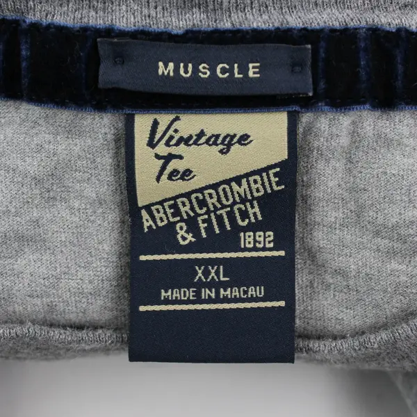 Abercrombie & Fitch Vintage Tee Muscle Short-Sleeved Gray Men's XXL