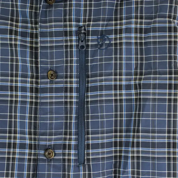 Fjällräven Blue &  Gray Plaid Regular Fit Abisko Hiking Button-Up Men's Medium