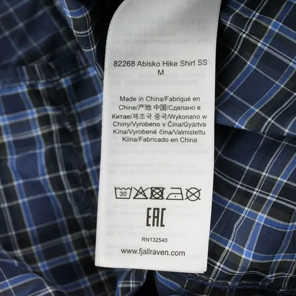 Fjällräven Blue &  Gray Plaid Regular Fit Abisko Hiking Button-Up Men's Medium
