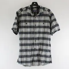 Patagonia Blue and Brown Short-Sleeved Button-Up Men's Medium