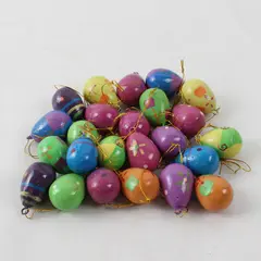Lot of 24 Vintage Hand-Painted Wooden Easter Egg Tree Ornaments