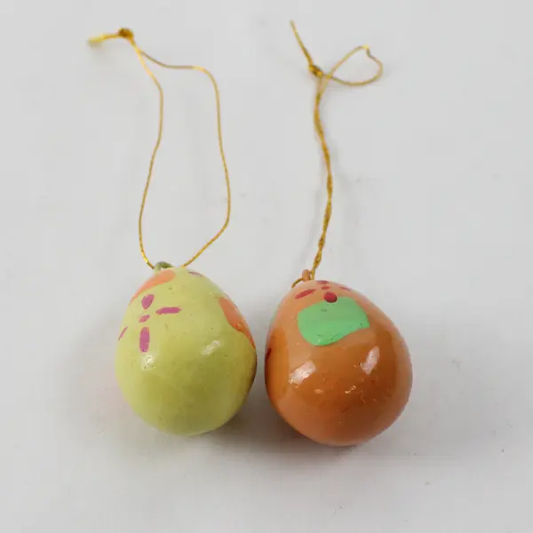 Lot of 24 Vintage Hand-Painted Wooden Easter Egg Tree Ornaments
