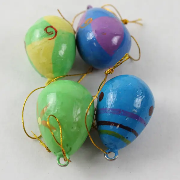 Lot of 24 Vintage Hand-Painted Wooden Easter Egg Tree Ornaments