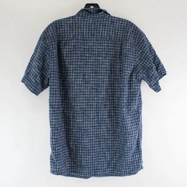 Patagonia Blue and White Plaid Short-Sleeved Button-Up Men's Medium