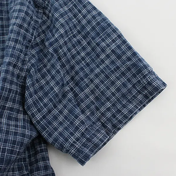 Patagonia Blue and White Plaid Short-Sleeved Button-Up Men's Medium