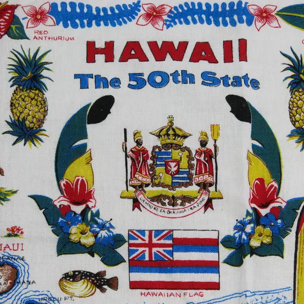 Hawaii 50th State Multicolor Souvenir Tea Towel