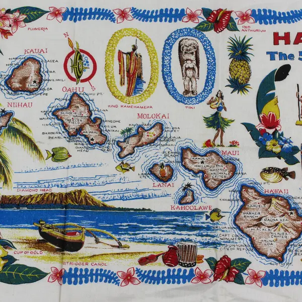 Hawaii 50th State Multicolor Souvenir Tea Towel