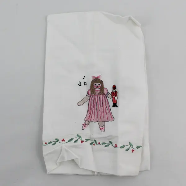 Set of 4 Peking Nutcracker Ballet Embroidered Tea Towels FLAWED