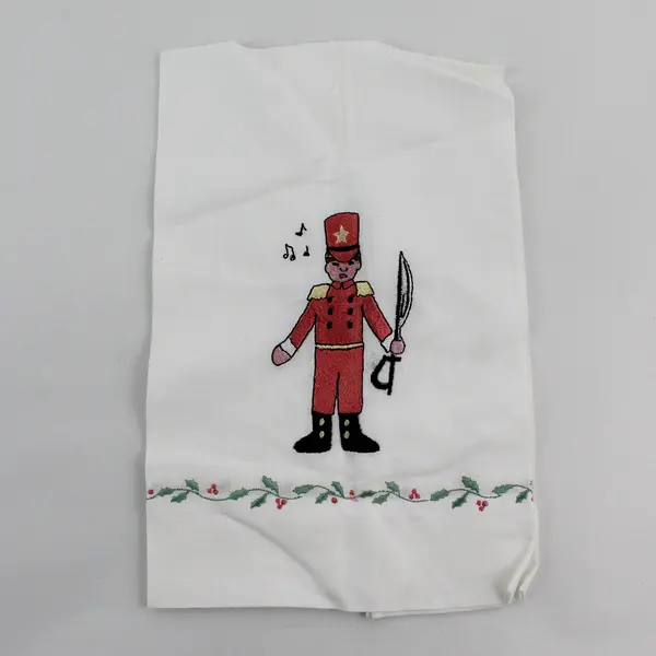 Set of 4 Peking Nutcracker Ballet Embroidered Tea Towels FLAWED