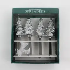 Set of 4 Boston Warehouse Christmas Tree Stainless Steel Spreaders Knives