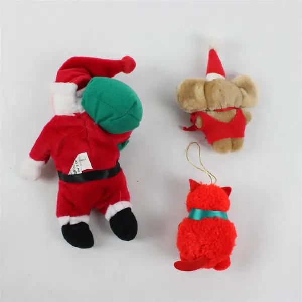Lot of 3 Christmas Plush Toys Santa Mouse Cat Holiday Decor