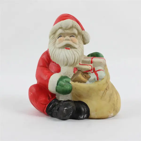 Vintage Hand-Painted Ceramic Santa Claus Sitting Figurine