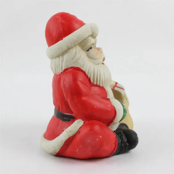 Vintage Hand-Painted Ceramic Santa Claus Sitting Figurine
