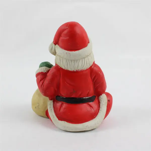 Vintage Hand-Painted Ceramic Santa Claus Sitting Figurine