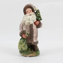 Santa Claus Figurine Tree Bark Coat Bag Tree Holiday Collectible