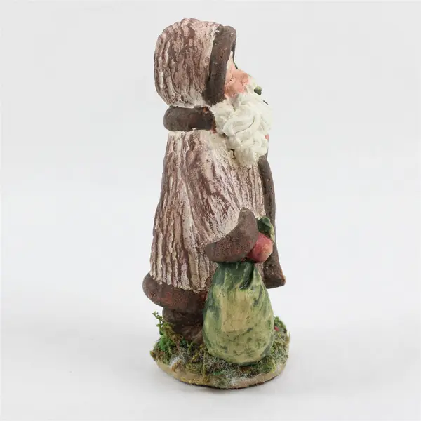 Santa Claus Figurine Tree Bark Coat Bag Tree Holiday Collectible